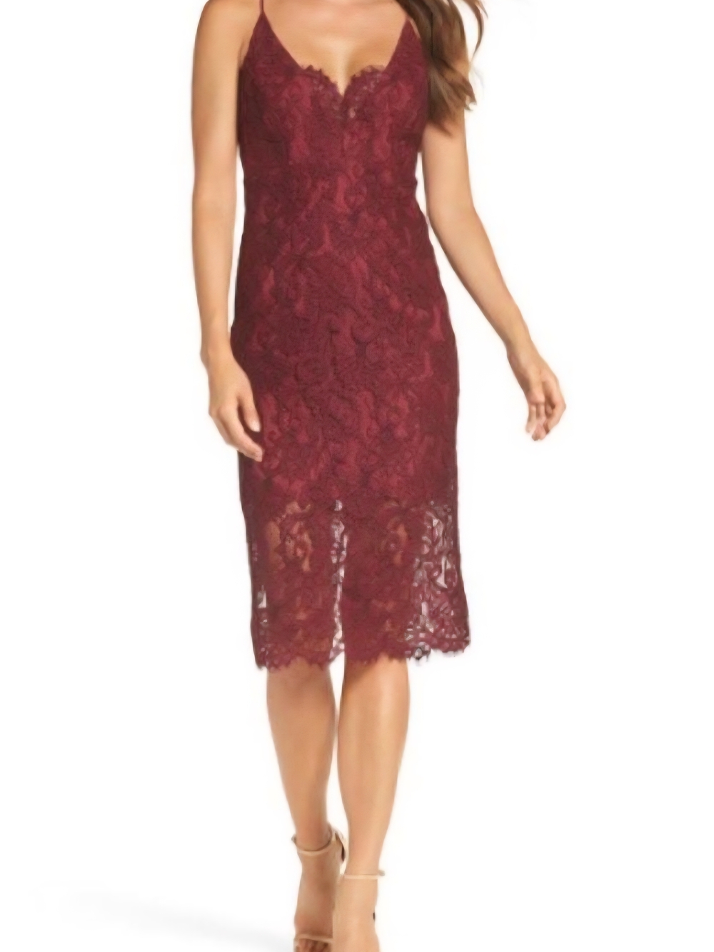 Bardot Burgundy Lace Midi Dress